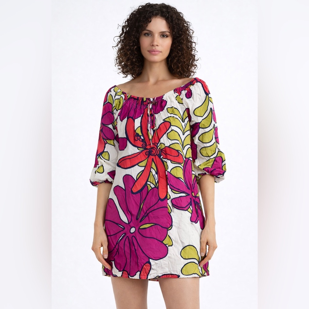 Manuhealiʻi Vintage Hawaiian Tunic Mini Dress XS | Y2K Tropical Resort Rayon